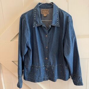 TANTRUM BLUES Ladies Medium‎ Denim Jean Button Front Shirt Studded Accents